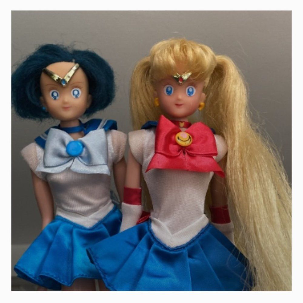 Rare Sailor Moon and Sailor Mercury Dolls with 1995 Sailor Moon Anime VHS